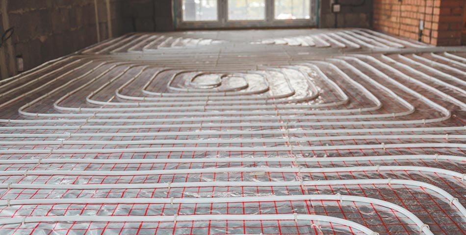 Support d'un plancher chauffant avant coulage de la chape Liquide Sika